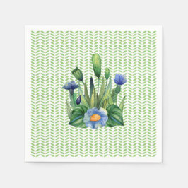Blauw en groen bloementuin servet