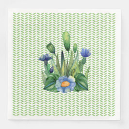 Blauw en groen bloementuin servet