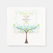 Blauw en groen bloemenvogel Baby shower Dank u Servet (Voorkant)