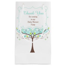 Blauw en groen bloemig vogel babyshower bedankt