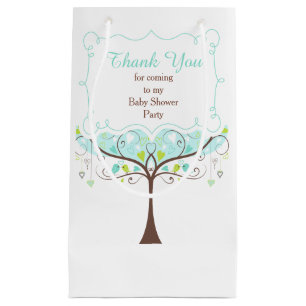 Blauw en groen bloemig vogel babyshower bedankt klein cadeauzakje