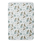 Blauw en groen bloemmotief badmat (Voorkant Verticaal)