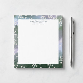 Blauw en groen bloemmotief bureau notitieblok