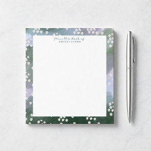 Blauw en groen bloemmotief bureau notitieblok