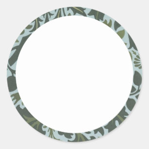 Blauw en groen bloemmotief etiket