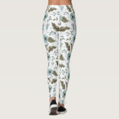 Blauw en groen bloemmotief leggings (Achterkant)