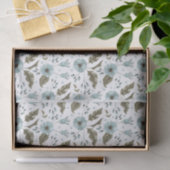 Blauw en groen bloemmotief tissuepapier (Geschenk)