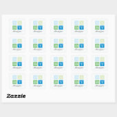 Blauw en Groen Blokken Baby shower Favor Sticker (Vel)