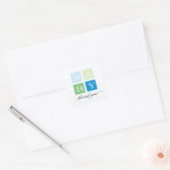 Blauw en Groen Blokken Baby shower Favor Sticker (Envelop)