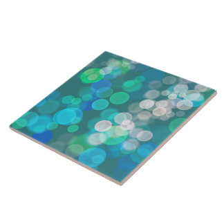 Blauw en groen Bokeh-cirkel Tegeltje
