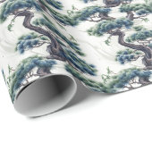 Blauw en Groen Bonsai - Cadeaupapier (Rol Hoek)