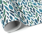 Blauw en groen botanisch patroon cadeaupapier (Rol Hoek)