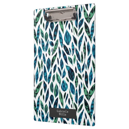 Blauw en groen botanisch patroon klembord (Links)