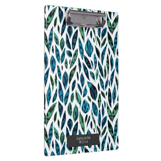 Blauw en groen botanisch patroon klembord (Rechts)
