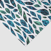 Blauw en groen botanisch patroon tissuepapier (Detail)