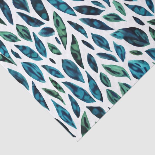 Blauw en groen botanisch patroon tissuepapier (Detail)