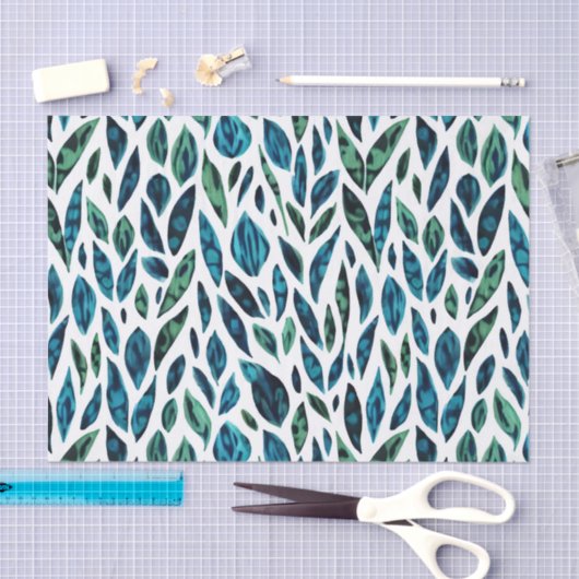 Blauw en groen botanisch patroon tissuepapier (Craft)