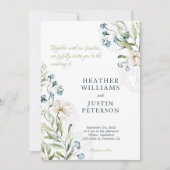 Blauw en Groen botanische klassieke bruiloft Kaart (Voorkant)