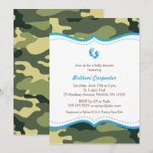 Blauw en groen Camo-Baby shower nodigt uit met voe Kaart (Voorkant / Achterkant)
