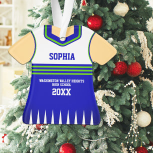 Blauw en groen cheerleader-uniform ornament