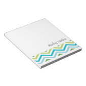 Blauw en groen Chevron | Gepersonaliseerde Notitie Notitieblok (Schuin)
