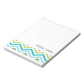 Blauw en groen Chevron | Gepersonaliseerde Notitie Notitieblok (Linkerzijde)
