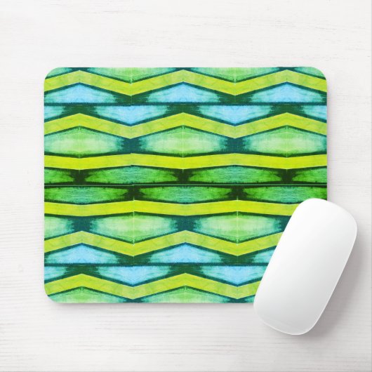 Blauw en groen Chevron muismat (Met muis)