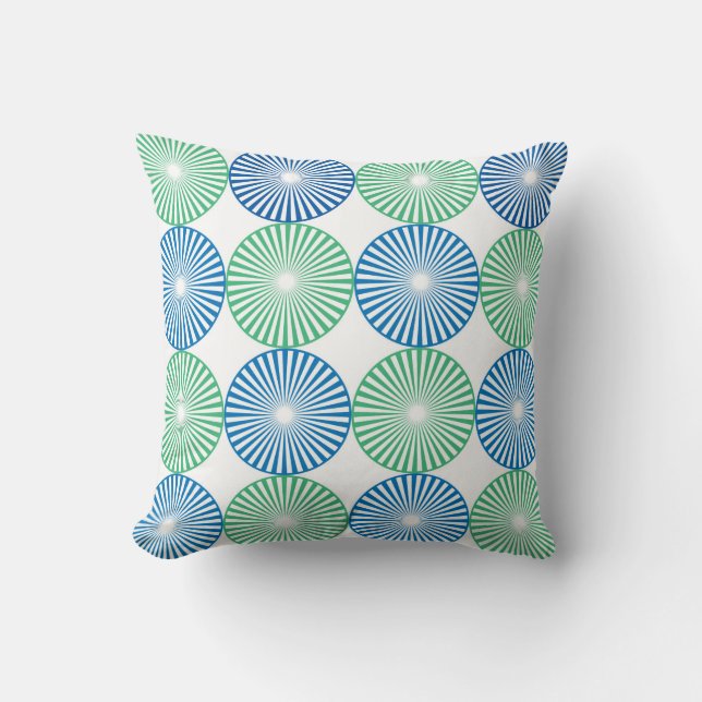Blauw en groen cirkels kussen (Voorkant)