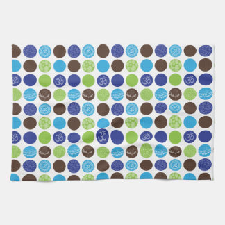 Blauw en groen cirkelstippenpatroon theedoek