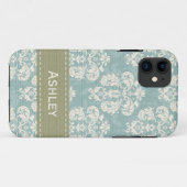 Blauw en groen Damask Case-Mate iPhone Case (Achterkant (horizontaal))