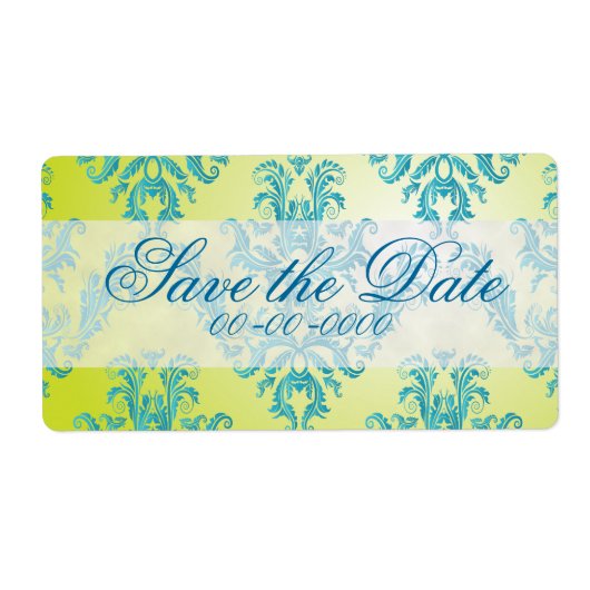 Blauw en Groen  Damask Label (Voorkant)
