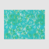 Blauw en groen Damask Tissuepapier (Voorkant)