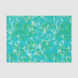 Blauw en groen Damask Tissuepapier