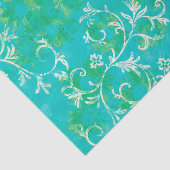 Blauw en groen Damask Tissuepapier (Detail)