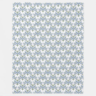 blauw en groen damast ornament pointillisme fleece deken