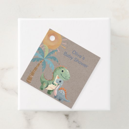 Blauw en Groen Dinosaurus Jongen Baby shower Dank  Bedankjes Labels (In situ)