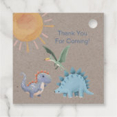 Blauw en Groen Dinosaurus Jongen Baby shower Dank Bedankjes Labels (Achterkant)