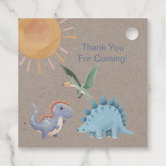 Blauw en Groen Dinosaurus Jongen Baby shower Dank  Bedankjes Labels (Achterkant)