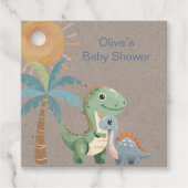 Blauw en Groen Dinosaurus Jongen Baby shower Dank  Bedankjes Labels (Voorkant)