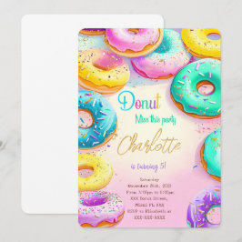 Blauw en groen donut verjaardagsfeestje kaart