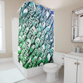 Blauw en groen douchegordijn (In situ)