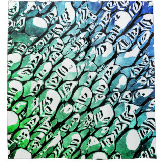 Blauw en groen douchegordijn