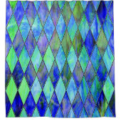 Blauw- en Groen douchergordijn Douchegordijn (Voorkant)