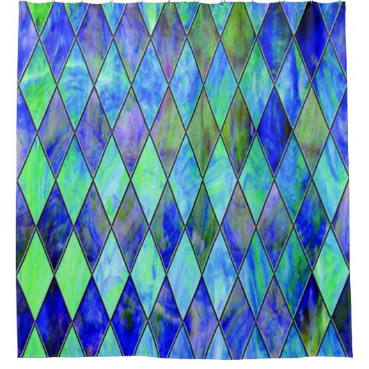 Blauw- en Groen douchergordijn Douchegordijn (Voorkant)