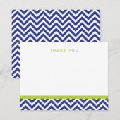 Blauw en Groen Eenvoudige Chevron Dank u Nota Kaar Notitiekaartje (Voorkant / Achterkant)