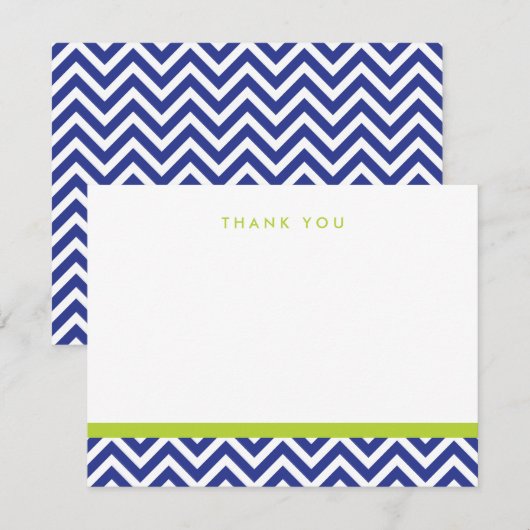 Blauw en Groen Eenvoudige Chevron Dank u Nota Kaar Notitiekaartje (Voorkant / Achterkant)