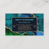 Blauw en groen en bruinkool Glitter Agate Visitekaartje (Achterkant)