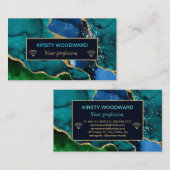 Blauw en groen en bruinkool Glitter Agate Visitekaartje (Voorkant / Achterkant)