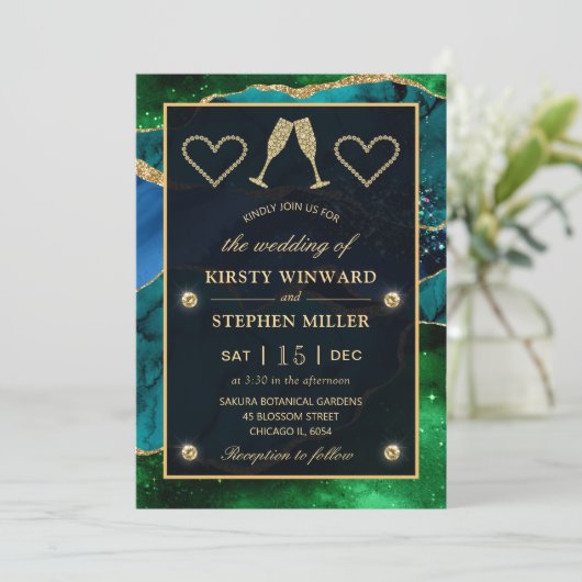 Blauw en groen en goudbruin bruinbruin kaart (Staand voorkant)