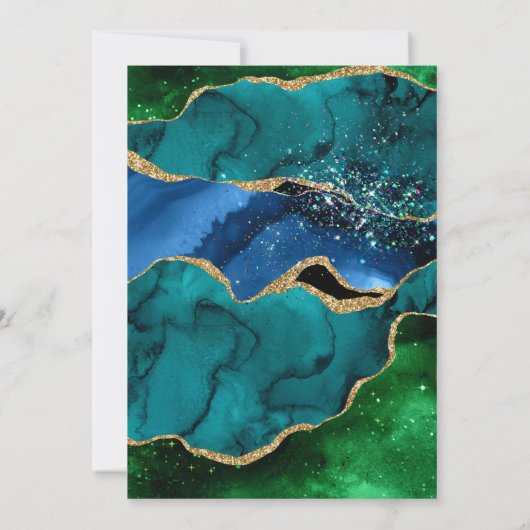 Blauw en groen en goudbruin bruinbruin kaart (Achterkant)